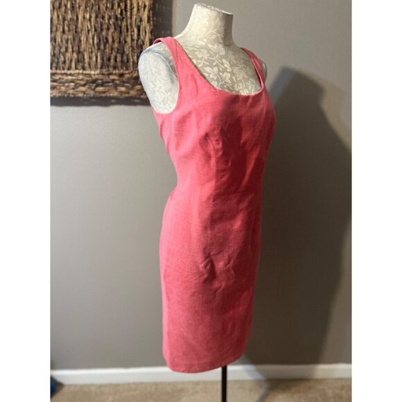 Escada Dress Rich Pink Berry 38 6 Silk Linen Sheath Sleeveless Career Church - Picture 4 of 6